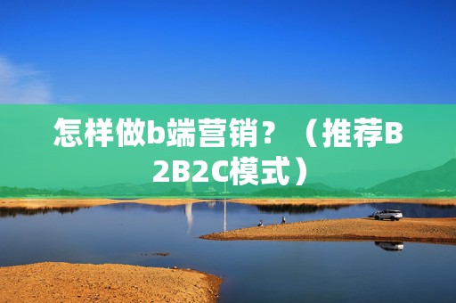 怎样做b端营销？（推荐B2B2C模式）